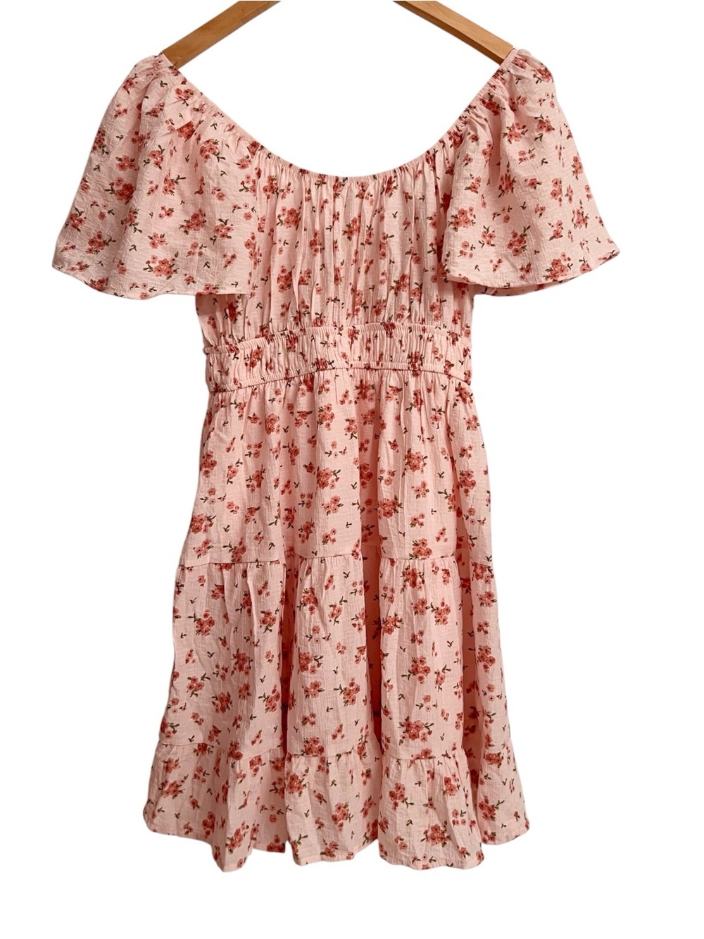 Blu Pepper Romantic Coquette Floral Pink Front Ties And Ruffles Mini Dress Small - Picture 3 of 7